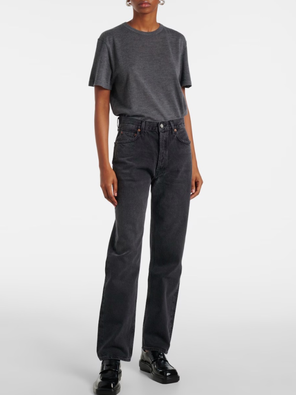 $258 AGOLDE 90's Pinch-Waist High-Rise Jeans in Black EUC/sz 28